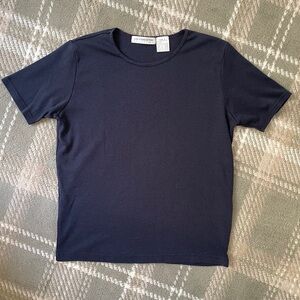 Liz Claiborne Collection rib knit navy tshirt S